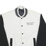 FRUIT OF THE LOOM Mens White & Black Department Of Justice Button Jacket L