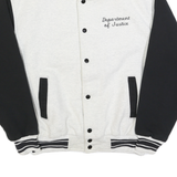 FRUIT OF THE LOOM Mens White & Black Department Of Justice Button Jacket L