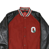 Mens Red & Black Letterman Style Button Jacket XL Synthetic Plain Retro
