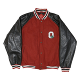 Mens Red & Black Letterman Style Button Jacket XL Synthetic Plain Retro