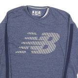 NEW BALANCE Womens Blue XS Crew Neck Sweatshirt Cotton Blend Pullover Logo