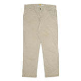 CARHARTT Mens Cotton Blend Beige Relaxed Straight Trousers W36 L30 Workwear Zip