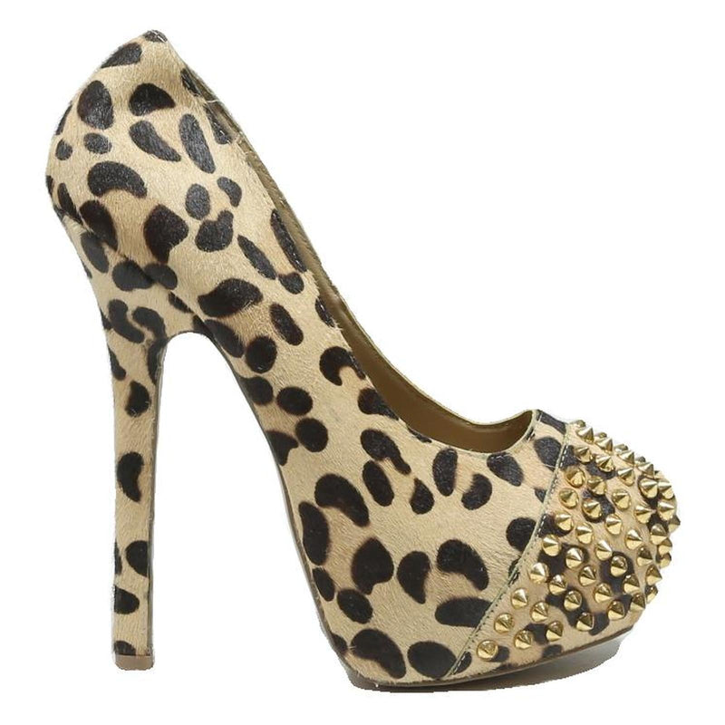 STEVE MADDEN Leopard Print Womens High Heel Pumps Synthetic UK 4.5 Studded Toe