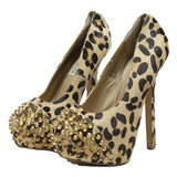 STEVE MADDEN Leopard Print Womens High Heel Pumps Synthetic UK 4.5 Studded Toe