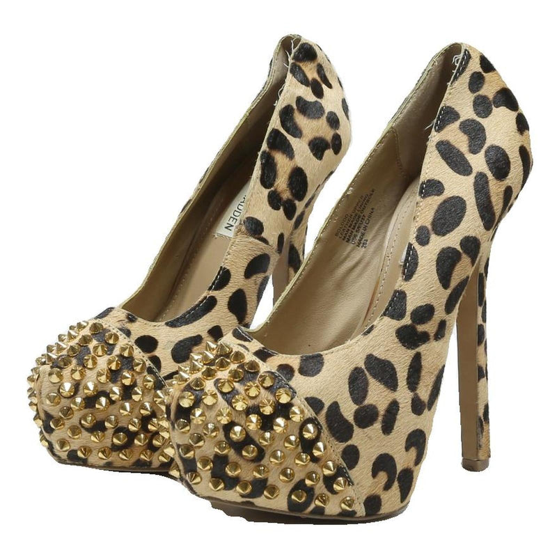 STEVE MADDEN Leopard Print Womens High Heel Pumps Synthetic UK 4.5 Studded Toe