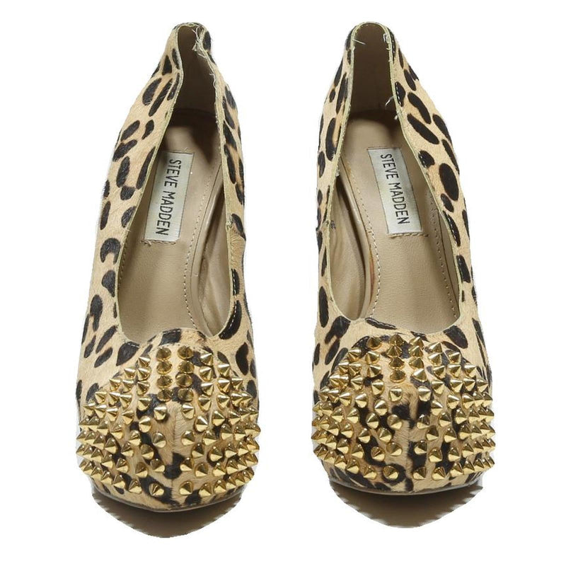 STEVE MADDEN Leopard Print Womens High Heel Pumps Synthetic UK 4.5 Studded Toe