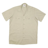 DICKIES Mens Beige Cotton Blend Short Sleeve Work Shirt L Durable Utility