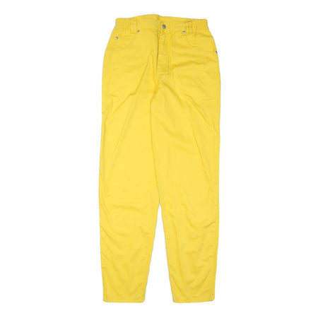 Mens Yellow Relaxed Fit Cotton Blend Zip Trousers W27 L31 Casual Comfort