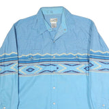 EXPRESS RIDER Mens Blue Patterned Shirt L Button Front Cotton Casual Western
