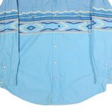 EXPRESS RIDER Mens Blue Patterned Shirt L Button Front Cotton Casual Western
