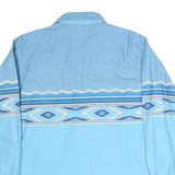 EXPRESS RIDER Mens Blue Patterned Shirt L Button Front Cotton Casual Western