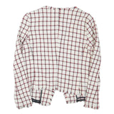 ZARA BASIC Womens White & Red Checked Classic Jacket M Cotton Blend Tweed