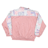 SPORTS Womens Pink & Multi Colour Nylon Zip Jacket S Vintage Geometric Pattern