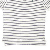 POLO RALPH LAUREN Mens White & Navy Striped Short Sleeve Polo Shirt L Cotton