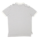 POLO RALPH LAUREN Mens White & Navy Striped Short Sleeve Polo Shirt L Cotton