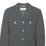MAX MARA Womens Grey Check Wool Blend Blazer Jacket XS Tailored Classic Button