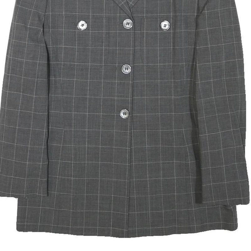MAX MARA Womens Grey Check Wool Blend Blazer Jacket XS Tailored Classic Button