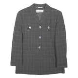 MAX MARA Womens Grey Check Wool Blend Blazer Jacket XS Tailored Classic Button