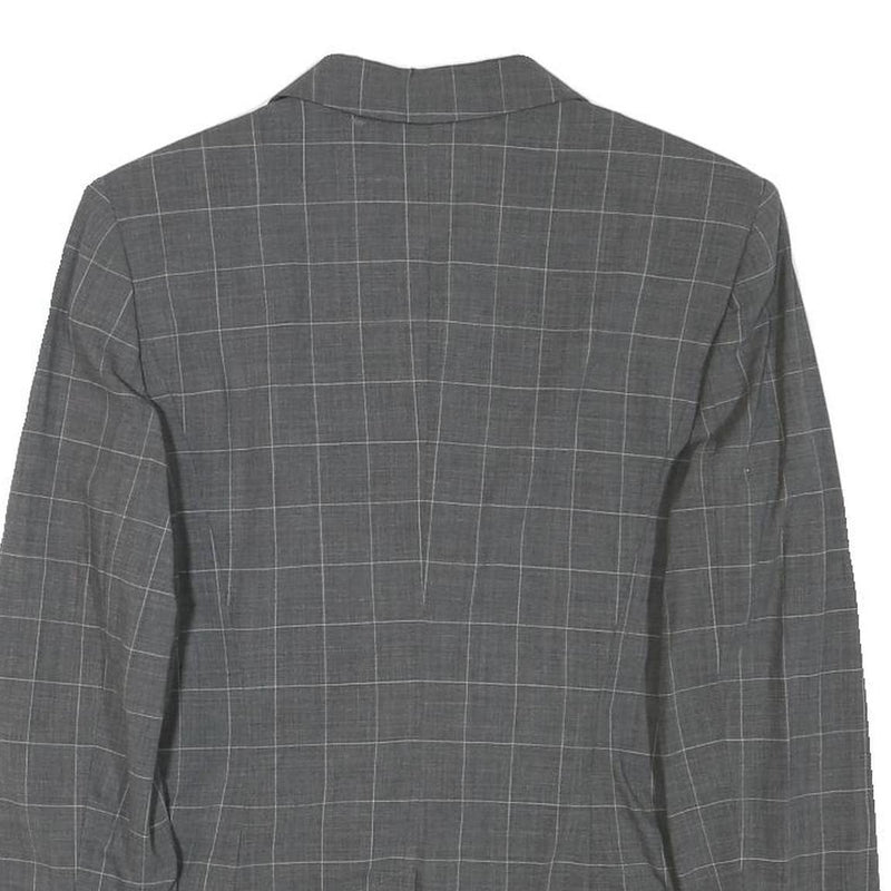 MAX MARA Womens Grey Check Wool Blend Blazer Jacket XS Tailored Classic Button
