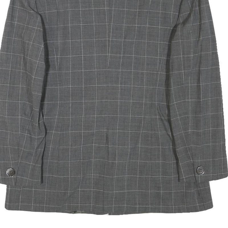 MAX MARA Womens Grey Check Wool Blend Blazer Jacket XS Tailored Classic Button