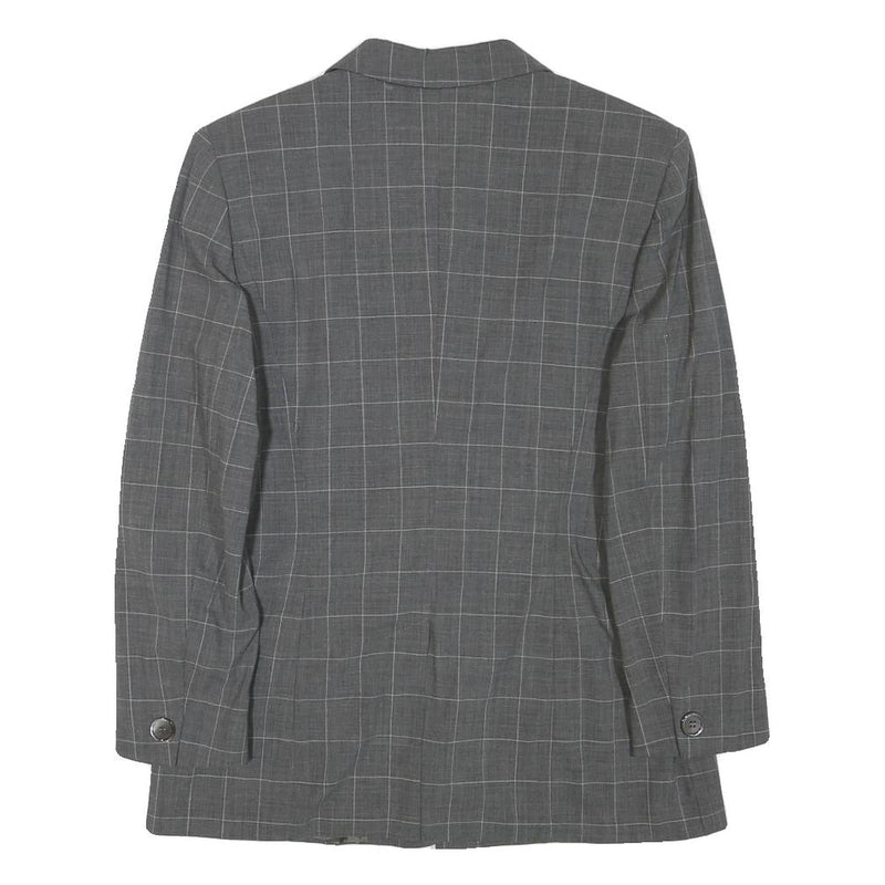 MAX MARA Womens Grey Check Wool Blend Blazer Jacket XS Tailored Classic Button