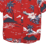 CLOCKHOUSE Mens Red Hawaiian Shirt M Tropical Floral Cotton Blend Summer