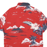 CLOCKHOUSE Mens Red Hawaiian Shirt M Tropical Floral Cotton Blend Summer
