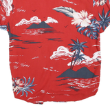 CLOCKHOUSE Mens Red Hawaiian Shirt M Tropical Floral Cotton Blend Summer