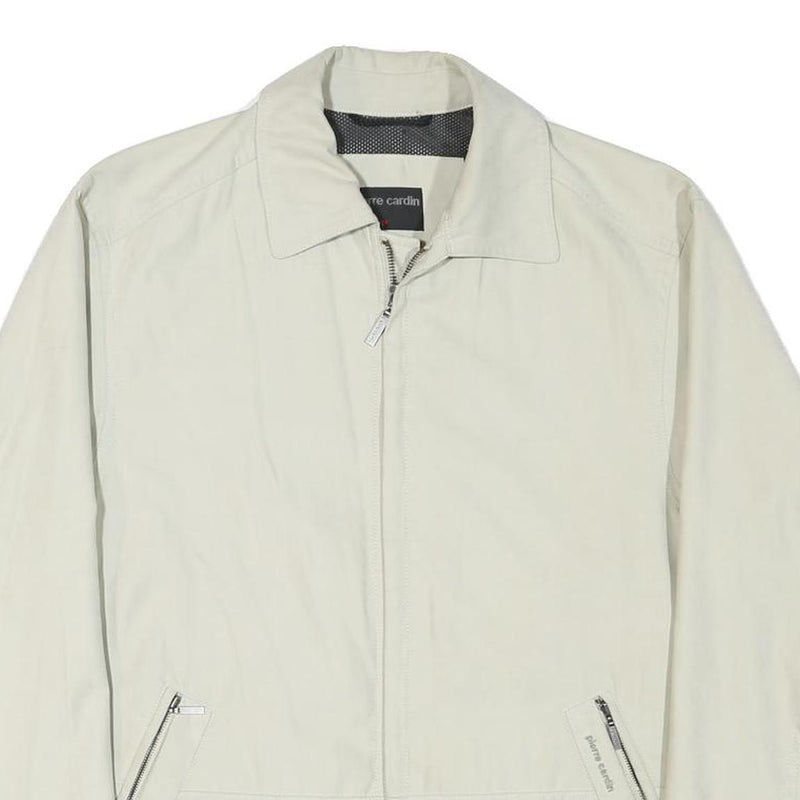 PIERRE CARDIN Mens Cream Zip Jacket M Polyester Blend Plain Casual Lightweight