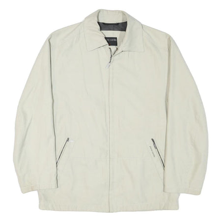 PIERRE CARDIN Mens Cream Zip Jacket M Polyester Blend Plain Casual Lightweight