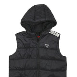 GUESS Womens Black Hooded Sleeveless Puffer Jacket XXS Polyester Blend Zip