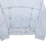 H&M Womens Light Blue Denim Jacket L Cotton Blend Button Plain Casual Outerwear