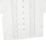 CARIBBEAN Mens White XL Embroidered Cotton Blend Shirt Casual Summer Holiday