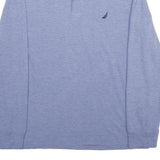 NAUTICA Mens Blue Long Sleeve Plain L Cotton Blend Polo Shirt Casual
