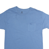 HANES Mens Blue Plain T-Shirt L Short Sleeve Crew Neck Cotton ComfortSoft