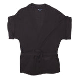 GAP Womens Black Plain Cotton Blend Wrap Jumper S Knitwear Lightweight Stylish