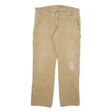 DICKIES Mens Cotton Blend Beige Regular Fit Straight Leg Trousers W36 L30