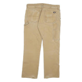DICKIES Mens Cotton Blend Beige Regular Fit Straight Leg Trousers W36 L30