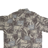 CAMPA MODA Mens Grey Print Shirt M Cotton Casual Summer Short Sleeve