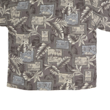 CAMPA MODA Mens Grey Print Shirt M Cotton Casual Summer Short Sleeve