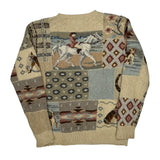 Hand Knit Ralph Lauren Graphic Sweater - Small Multicoloured Cotton