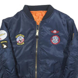 Boys Navy Flight Test Top Gun Patch Bomber Jacket 12Y Polyester Blend Zip