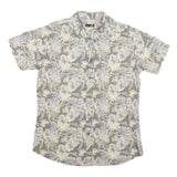 JOHN ADAMS Mens Grey Cream Floral Print Cotton Blend Shirt M Summer Casual
