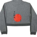 PUMA Womens Grey Crop Hoodie L Lace Up Drawstring Athletic