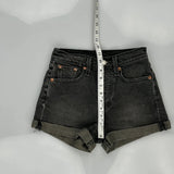 Levis Denim Shorts - 24W UK 4 Black Denim