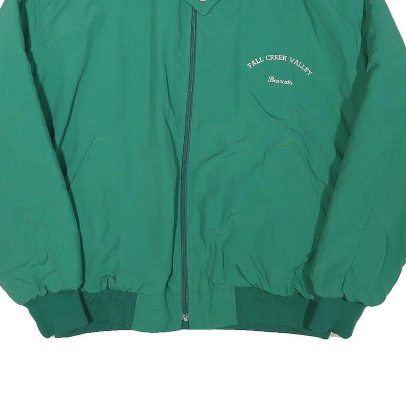 JB BK Mens Green Polyester Blend Zip Jacket XL Plain Casual Outerwear