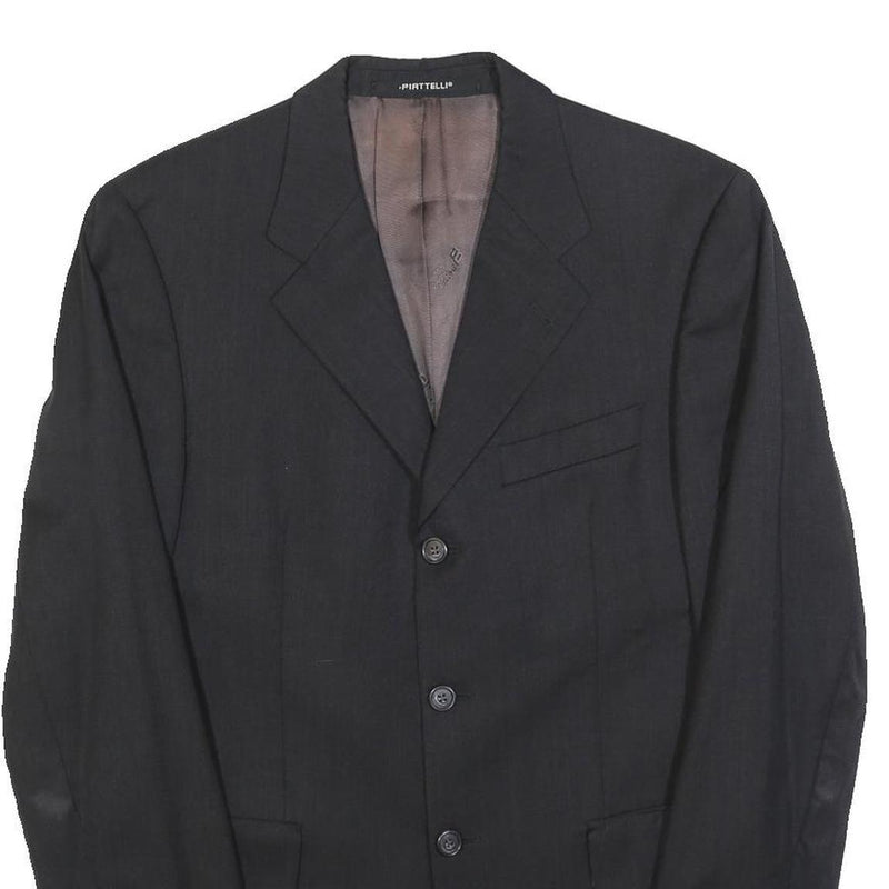 PIATTELLI Mens Black Wool Classic Jacket M Tailored Button Plain Formal Blazer
