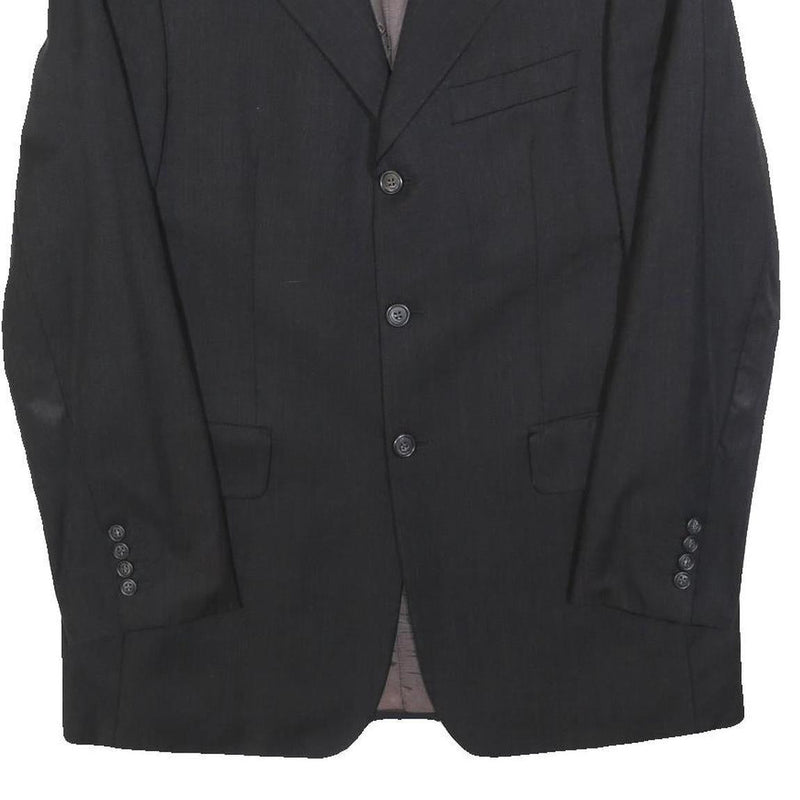 PIATTELLI Mens Black Wool Classic Jacket M Tailored Button Plain Formal Blazer