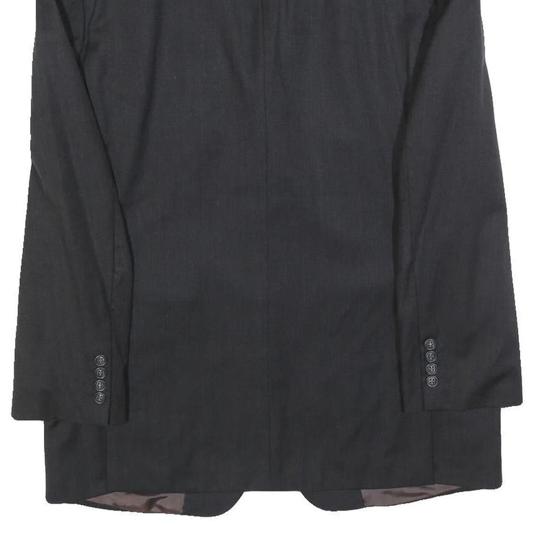 PIATTELLI Mens Black Wool Classic Jacket M Tailored Button Plain Formal Blazer