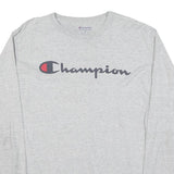 CHAMPION Mens Grey Long Sleeve Crew Neck Signature Logo T-Shirt M